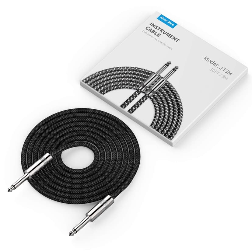 New Bee Guitar Cable 6ft Electric Instrument Cable Bass AMP Cord for Electric Guitar, Bass Guitar, Electric Mandolin, Pro Audio (Right Angle to Straight, Black)