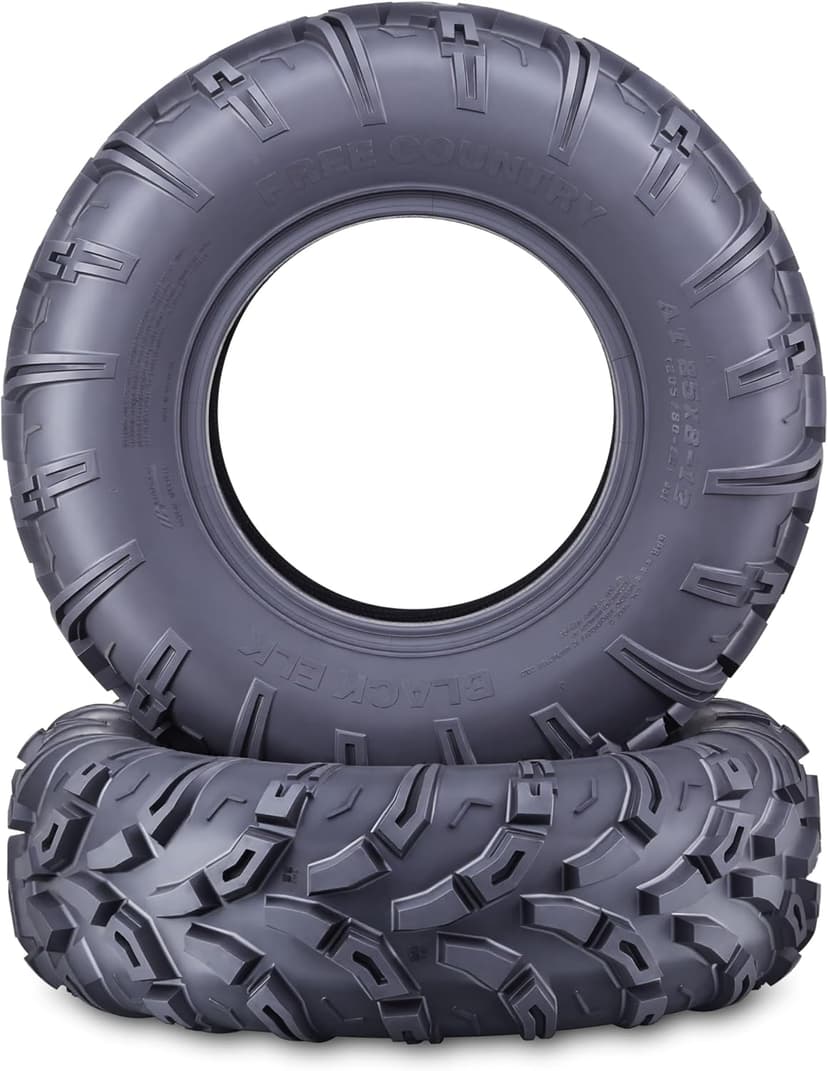 Free Country UTV ATV Tires 25X8-12 6-Ply BLACK ELK Mud 25X8X12 All Terrain 10611, Set 2