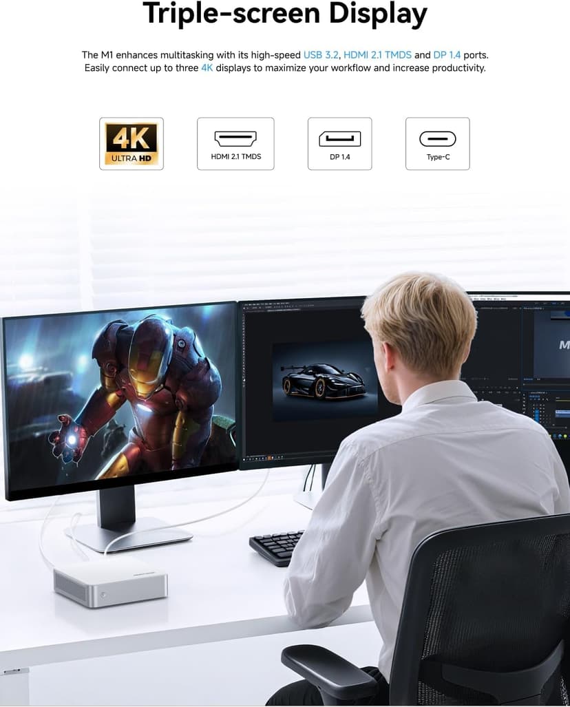 MINISFORUM AI Mini PC M1-1295 Barebone with Intel Core i9-12950HX (16C(8E+8P)/24T, up to 5,0 GHz), Mini Computer DDR4 RAM PCIe4.0 SSD, Dual Display with HDMI 2.1/DP, 5X USB Ports, WiFi 6E,BT 5.2
