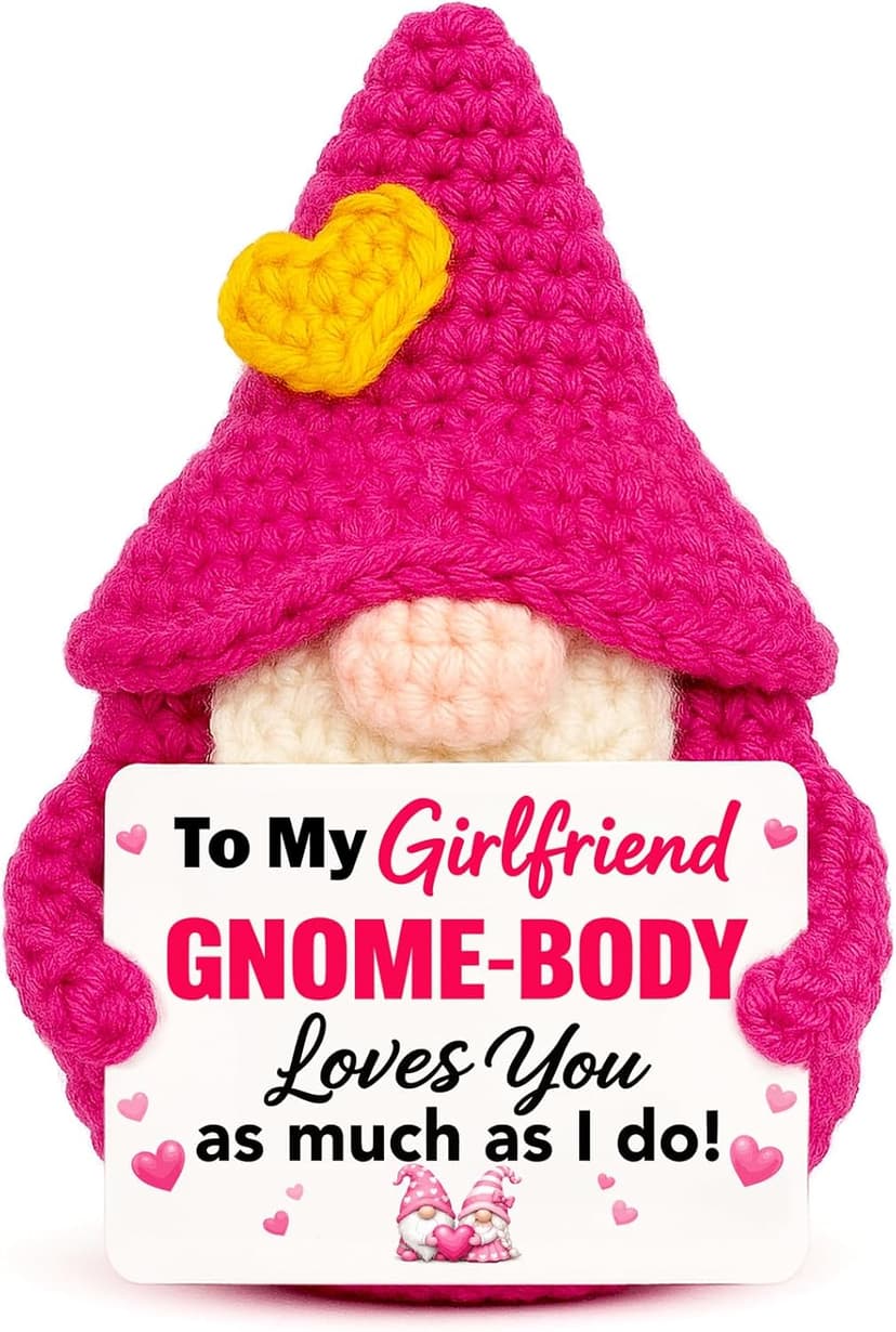 Cute Handmade Crochet Gnome Gift for Girlfriend Gf Her Women Birthday Anniversary National Girlfriends Day Romantic Gifts Gifts for Girlfriend Birthday Christmas - Sweetest Day Gf Gifts B0H3B3LP27