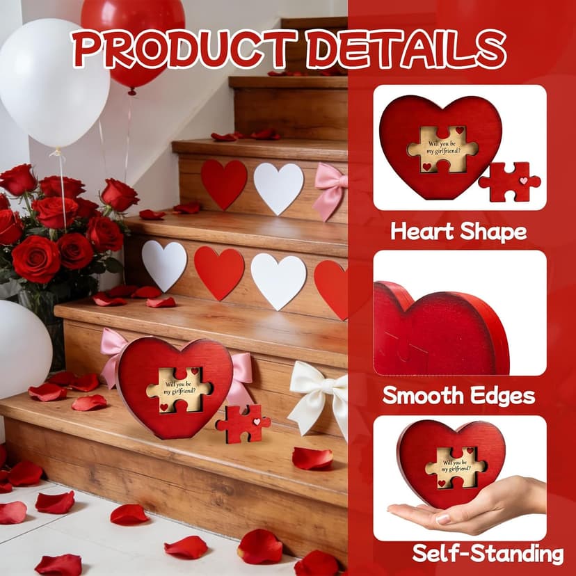 Will You Be My Girlfriend, Valentines Proposal Gift Ideas Will You Be My Girlfriend Proposal Sign for Valentine Day Girlfriend Day Christmas Wood Heart Shaped Gift Puzzle Piece Sign with Hidden Message