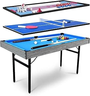 5in1 Multi-fuction Games Table,Folding Multi Game Combination Table Set with Ping Pong, Pool Billiards, Air Hockey, Bowling, and Shuffleboard for Indoor, Outdoor