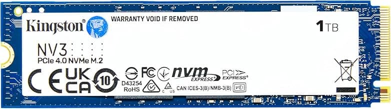 Kingston NV3 1TB M.2 2280 NVMe SSD | PCIe 4.0 Gen 4x4 | Up to 6000 MB/s | SNV3S/1000G