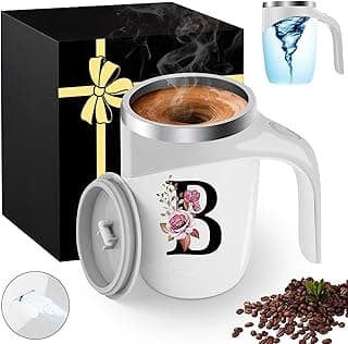 Initial Magnetic Stirring Coffee Mug Stainless Insulated Travel Cup Women Wife Girl Birthday Wedding Anniversary Her Gift Over 16 18 19 20 21 25 30 40 50 55 60 65 70 Year Old Meaningful Custom Gifts,B B0DHZJ4B6F