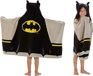 Batman Kids Bath/Pool/Beach Super Soft Cotton Terry Hooded Towel Wrap, 24" x 50", By Franco