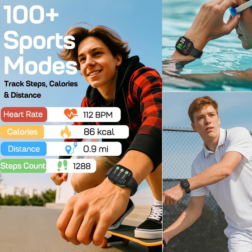 MorePro Fitness Tracker(Answer/Make Call), 1.83” Health Fitness Watch with Heart Rate, Blood Pressure,SpO2 and Sleep Monitor, 100+ Sports Modes, IP68 Waterproof Smart Watch for Men Women