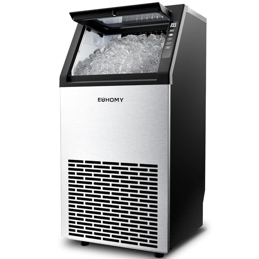 EUHOMY Commercial Ice Maker Machine,120lbs/24H Stainless Steel Under Counter Ice Machine with 33lbs Storage Bin, Freestanding Ice Maker for Home/Bar/Cafe/Restaurant