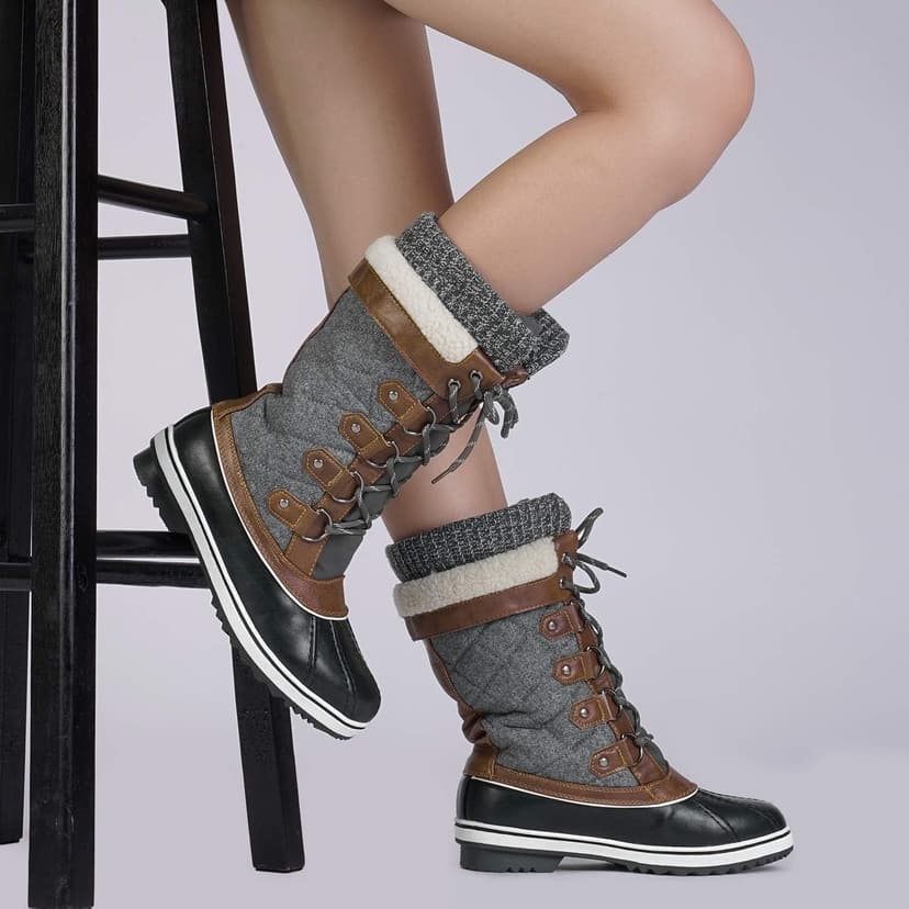 DREAM PAIRS Women's Mid-Calf Waterproof Winter Snow Boots MONTE_02
