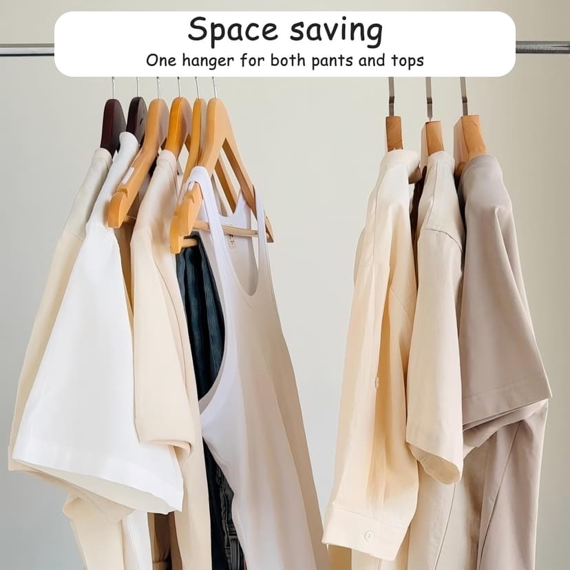 Urby Extra Wide Hangers for Plus Size Clothes, Ganchos para Colgar Ropa,19 Inch Plus Size Hangers Ideal for XL, XXL Shirts, Coats, Dresses, Etc. Wood. Natural 10pk