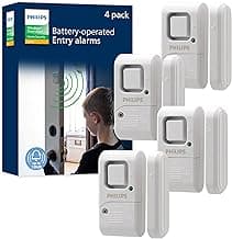 Philips Personal Security Window and Door Alarm, 4 Pack, DIY Protection, Burglar Alert, Wireless, Chime/Alarm, Easy Installation, Ideal for Home, Garage, Apartment, RV and More, LRM3320W/27