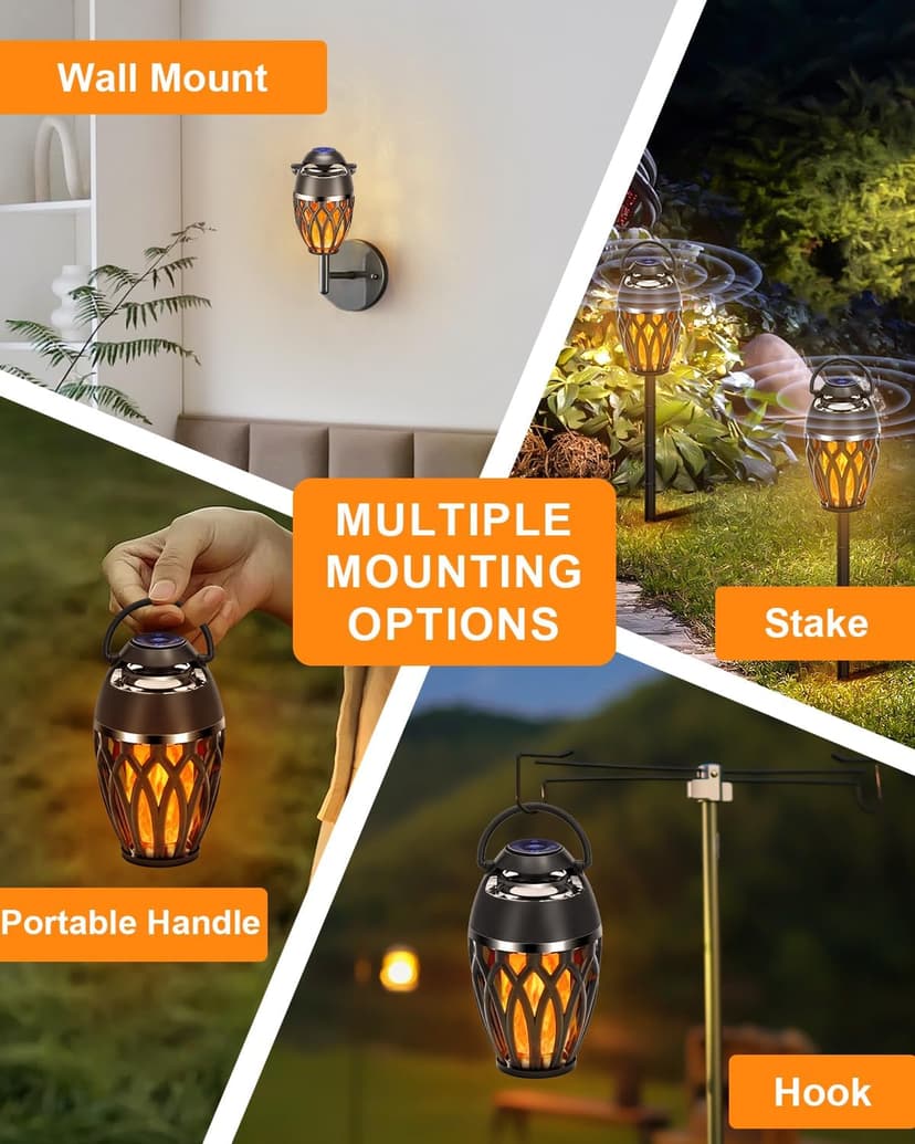 BT 5.0, Wireless Torch Lantern Atmosphere Decor for Patio Yard Pool Party Camp, Housewarming Gifts for Men/Women 2 Pack Outdoor Bluetooth Speakers with Flame Flickers Light IPX5 Waterproof B0B2W2FKLC