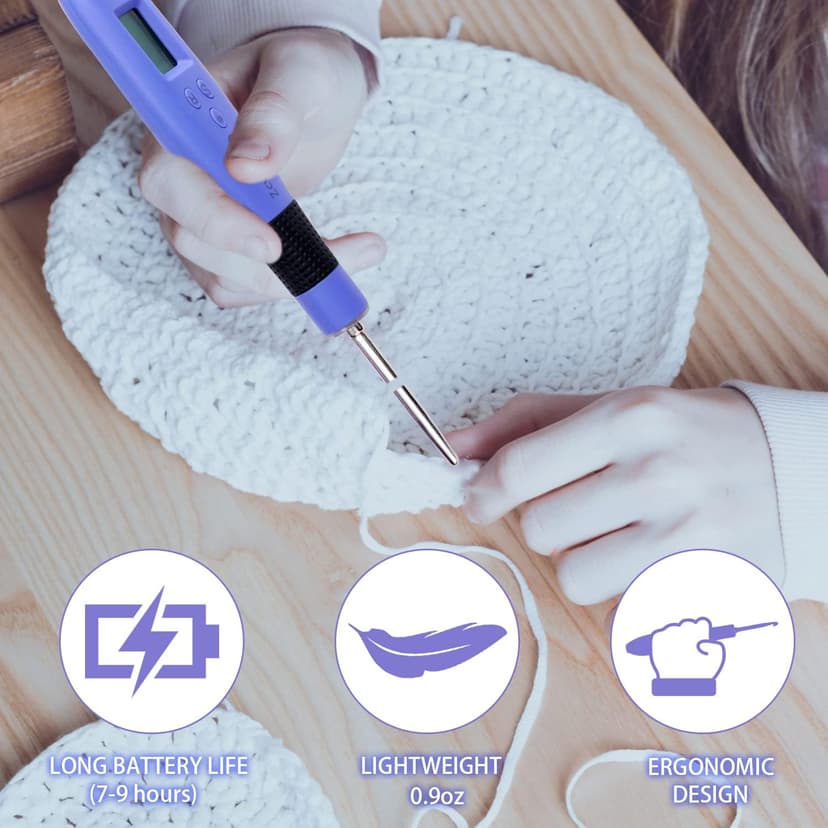 Light Up Crochet Hook Set Lighted Crochet Hook Set with 12 Different Size Interchangeable Crochet Needle, Ergonomic with 2 Levels Led and Digital Stitch Counter for Crocheting and Knitting