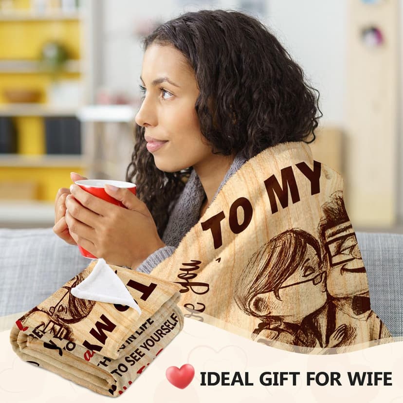 Gifts for Wife from Husband - Wedding Anniversary Birthday Gifts for Women - Romantic I Love You Present for Her - Christmas Mothers Day & Valentines Day Gifts for Wife - To My Wife's Blanket 50"x60"
