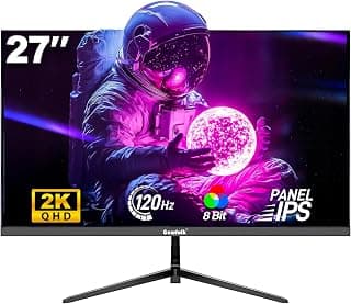 Gawfolk 27 Inch Gaming Monitor IPS 120Hz, QHD 2560 * 1440p PC Monitors, Computer Screen for Home & Office, Support HDMI & DP, Wall Mount Compatible 75 * 75mm, Black