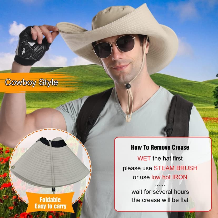 HUAMULAN 6" Super Wide Brim Sun Hats, Men and Women Bucket Hat for Fishing Hiking Garden Lawn Work Safari Camping Outdoor