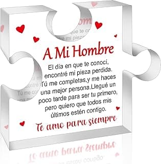 Yopyame Romantic Gifts for Him - Engraved Acrylic Block Puzzle Spanish Romantic Gifts Christmas Gift to My Man Anniversary Valentine's Day Acrylic Keepsake Paperweight Gift for Him Boyfriend Husband