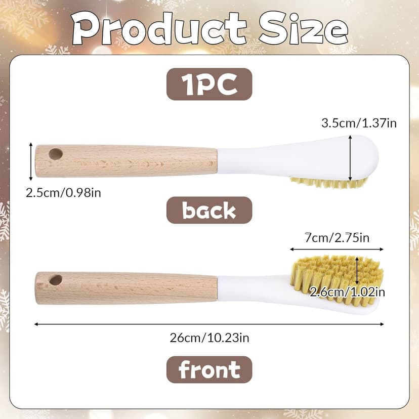 Jxiwfvl Wood Laundry Stain Brush with Soft Bristle, Stain Remover Brushes with Long Handle for Cleaning Shoes Clothes Fabric, Protable Laundry Scrub Brush for Stains on Clothes(Natural)