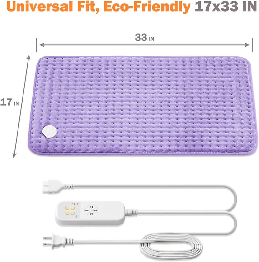 17"x33" Heating Pad for Back Pain Relief, Electric Heating Pads for Neck/Shoulder/Muscle Pain, Auto Off, 6 Heat Settings - Mothers Day Christmas Gifts for Women Mom Sister Wife Grandma