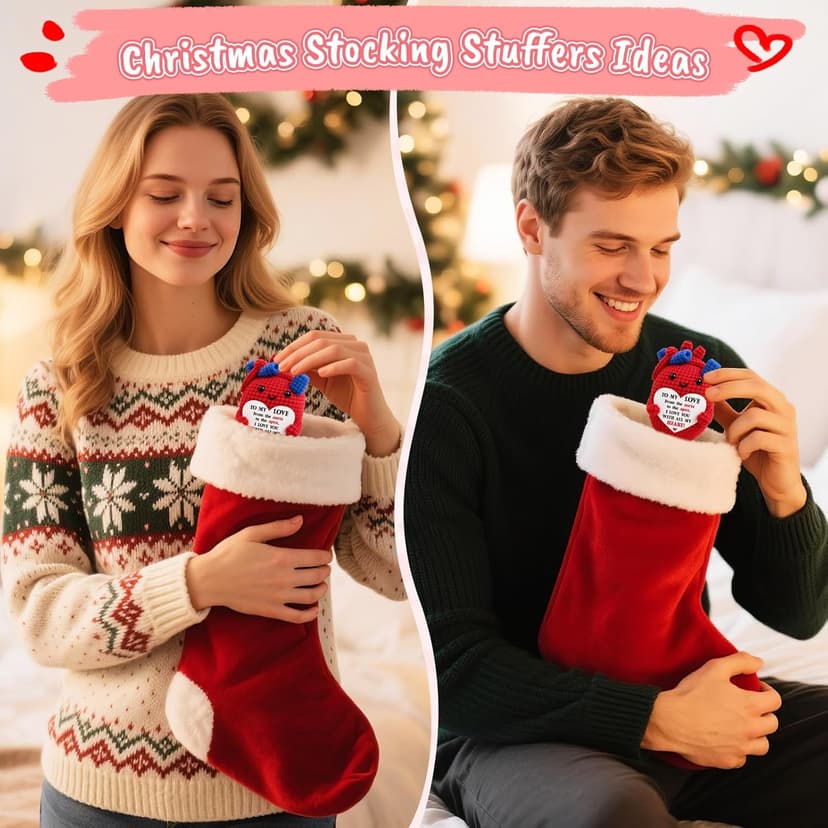 Mini Gifts for Him Her Couple Christmas Valentine’s Day To My Love Handmade Crochet Anatomical Heart Love Gift for Women Boyfriend Girlfriend Husband Wife Anniversary Christmas Valentines Birthday