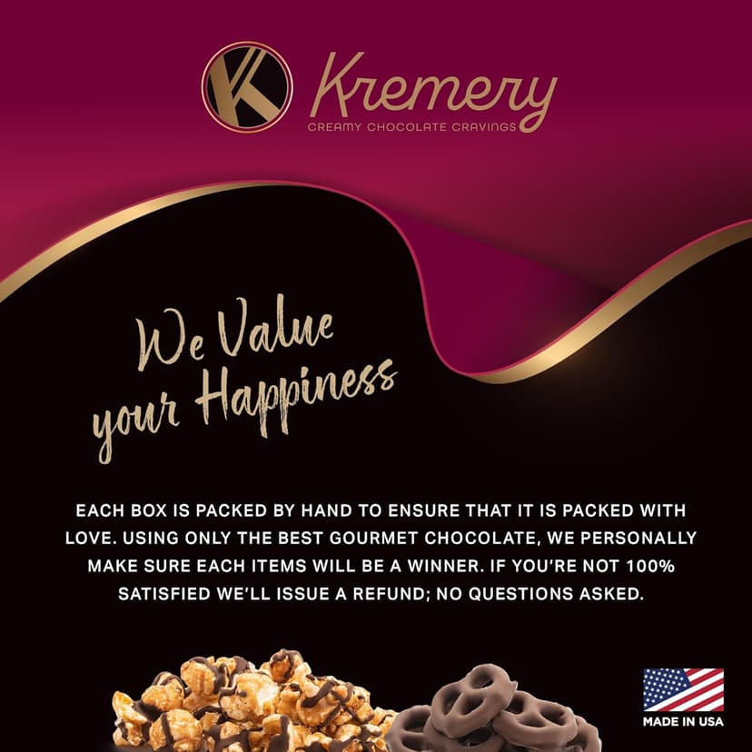 KREMERY Creamy Chocolate Cravings - Holiday Christmas Chocolate Covered Pretzels & Caramel Popcorn Gift Basket, in Seagrass Tray + Ribbon (Deluxe, 3.5 lbs) Xmas Treats Food Arrangement, Kosher