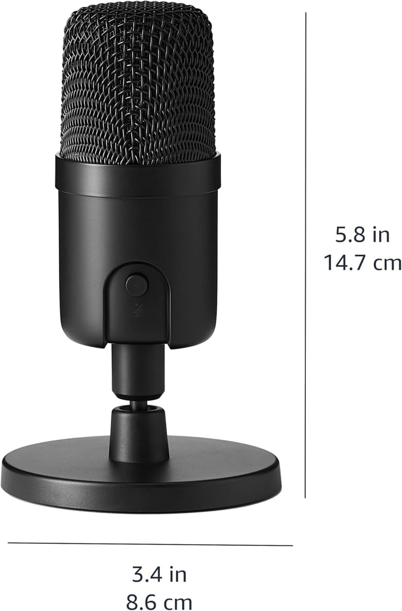 Amazon Basics USB Condenser Microphone for Streaming, Recording, and Podcasting on PC, Plug and Play, Cardioid Pickup, Adjustable Stand with 360° Rotation, 5.8 x 3.4 inches, Black