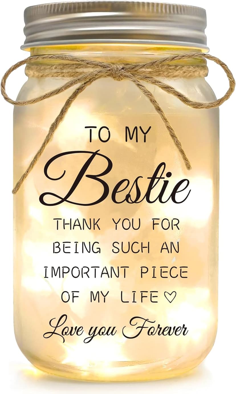 Bestie Gifts for Women Friendship - Mason Jar Night Lights for Friend, Gifts for Friends Female, BFF Soul Sister Work Bestie Gifts for Women, Birthday Thankgiving Christmas Gifts