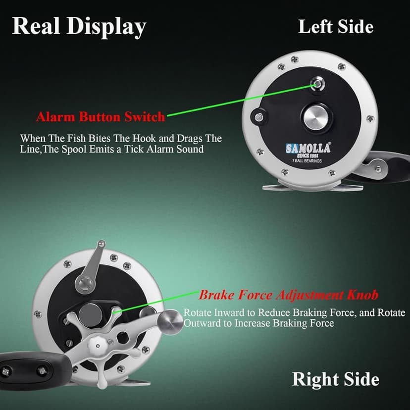 SAMOLLA Deep Sea Fishing Reels 44-66Lb Max Drag for Saltwater or Freshwater Ocean Conventional Reel Saltwater Fishing Reel for Tuna Sailfish Swordfish