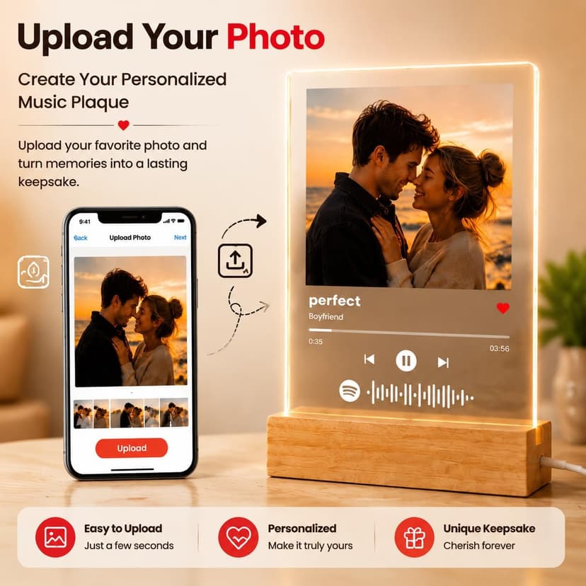 Personalized Gifts for Women Men - Acrylic Spotify Song Plaque - Spotify Plaque Custom Photo Gifts for Boyfriend Girlfriend - Customized Gifts for Him Her B09CG5CWG5