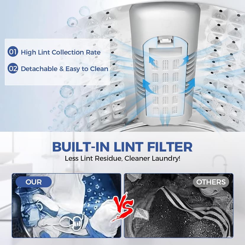 20Lbs Portable Washing Machine Nictemaw Portable Washer, 2.8 Cu.ft Washer and Dryer Combo with Drain Pump, 10 Programs 8 Water Level Compact Laundry Washer for Home, Apartment, RV, Dorms