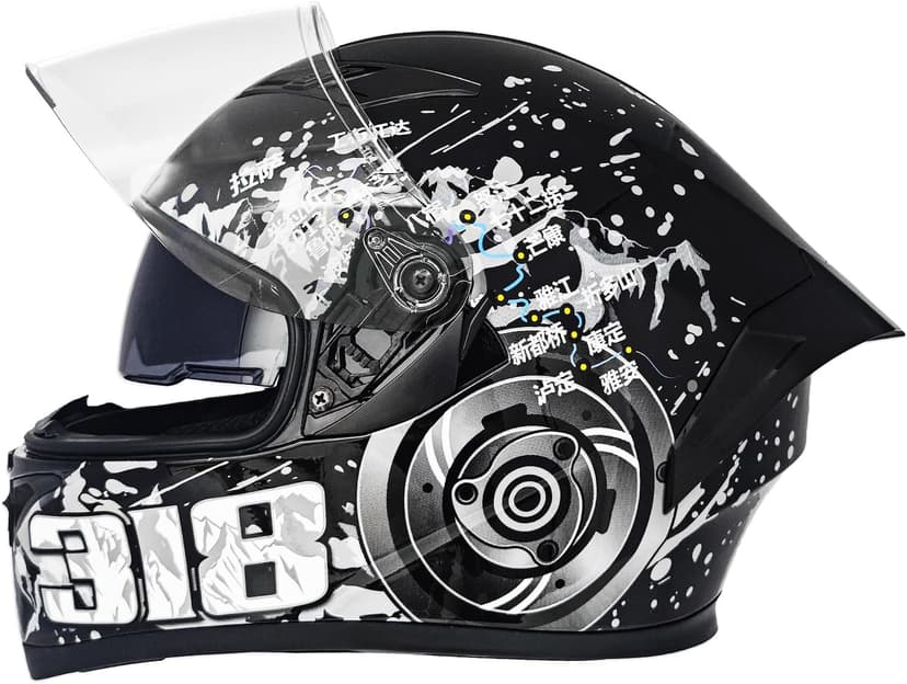 Adult Full Face Motorcycle Helmet with Dual Visor, DOT Approved Street Bike Racing ADV Motocross Helmets for Men Women, Ventilation