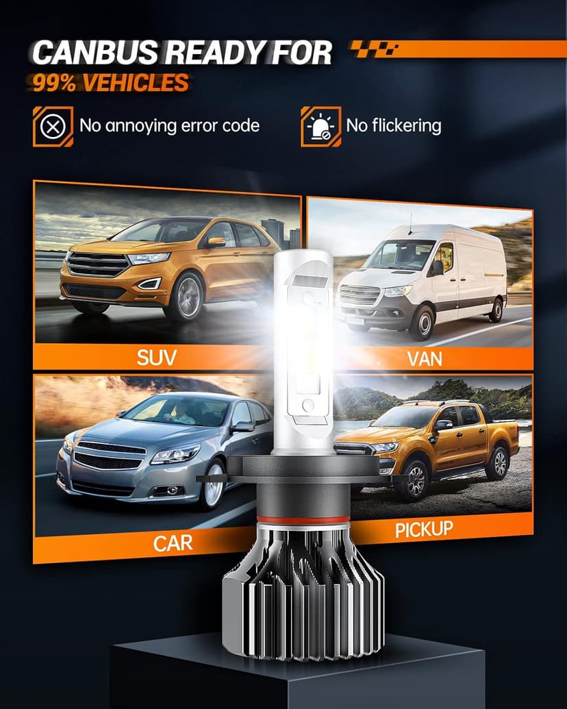 SEALIGHT H11 Bulbs, 4X Super Bright Powersport Bulbs 6000K White Plug and Play, Pack of 2