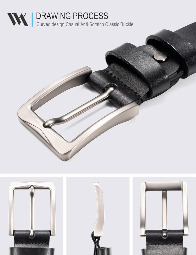 WOLFANT 1.5" Full Grain Leather Belt for Men in Gift Box,100% Italian Real Solid Leather