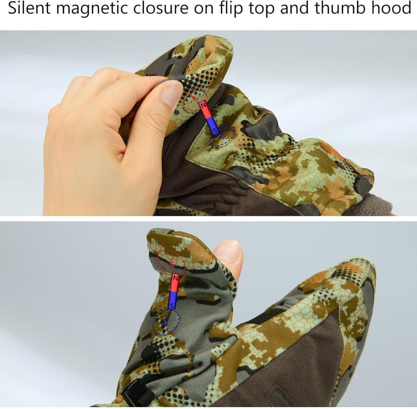 BASSDASH Men’s Insulated Mittens Winter Camo Hunting Gloves Water Resistant for Cold Weather Outdoor Activities HG04M