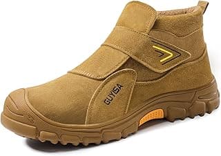 GLANOUDUN Steel Toe Boots for Men Slip on Work Boots for Men Comfortable Safety Boot Indestructible Construction Footwear Laceless Men's Steel Toe Shoes Mid Top Work Shoes
