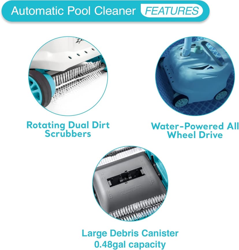 INTEX Deluxe Pressure-Side Above Ground Automatic Pool Cleaner Vacuum - For Bigger Pools – Cleans Pool Floors and Walls – Removes Debris – Removable Filter Tray – 21ft Tangle Free Hose