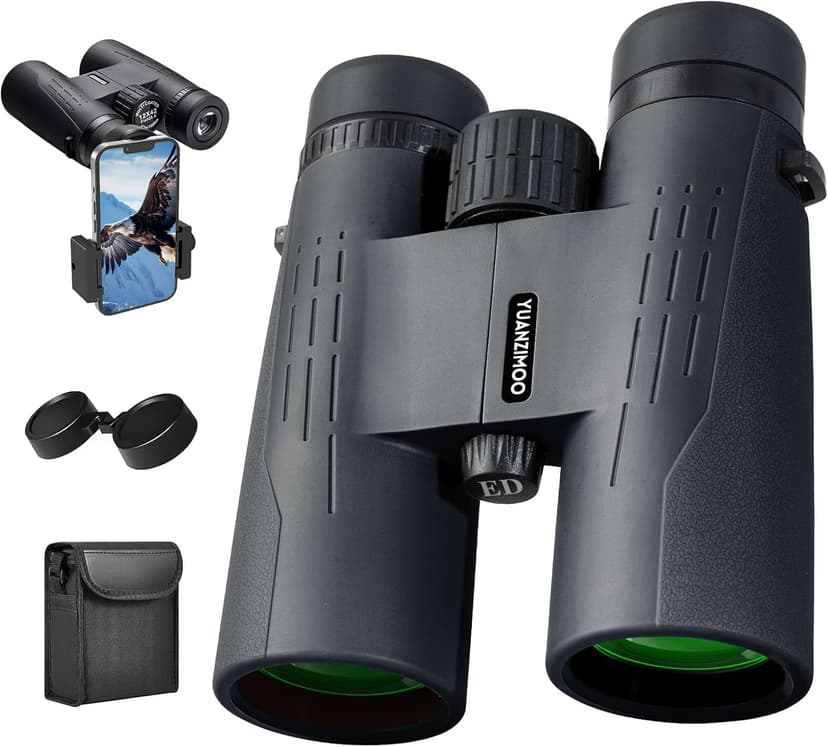 12x42 HD Binoculars for Adults High Powered Binoculars with Upgraded Phone Adapter Compact Binocular with Low Light Night Vision for Bird Watching Hunting Outdoor Sports Concerts Camo