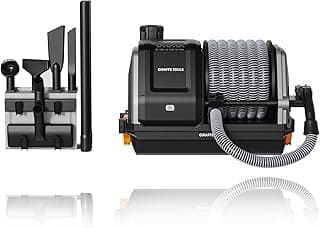 Giraffe Tools Grandstorm Retractable Vacuum with 30 FT Hose Anti-Kink, Wall-Mounted Vacuum Cleaner with 6 Nozzles for Garage Detailing Remote Control Shop Vac, Grey