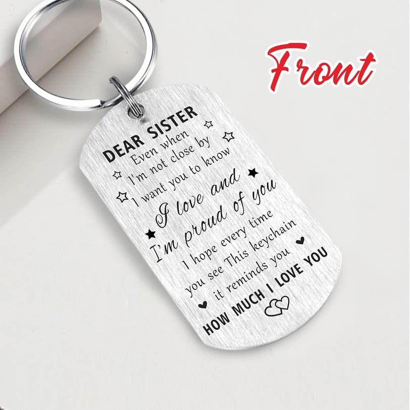 Resdink Sister Gifts for Girl Women - I Love My Sister Mothers Day Birthday Graduation Keychain, Proud of Best Sisters Present
