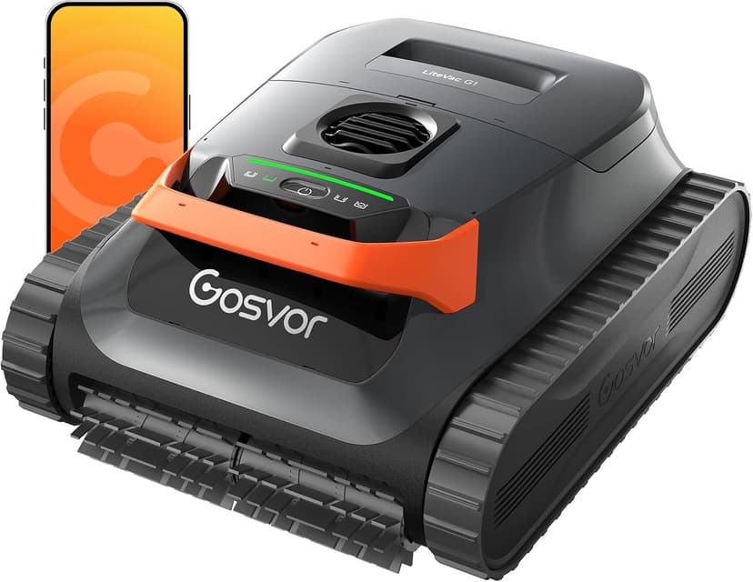Gosvor LiteVac G1 Pool Vacuum, Wall & Waterline Cleaning, Double Filtration, 150-Min Battery Life for Smart Mode, 200-Min Battery Life for ECO Mode, Smart Navigation, with APP, Orange