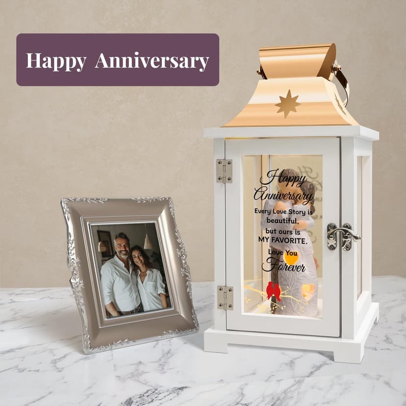 Wedding Anniversary Lantern Gift for Couple Wife Women Her Husband, Best Anniversary Wedding Gift for Couple Wife Parents 1st, 5th, 25th, 50th