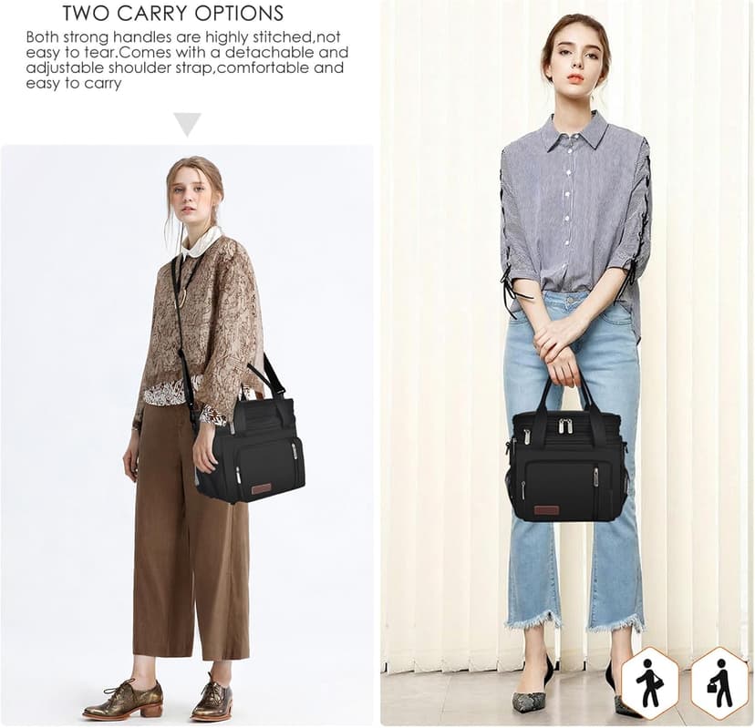 MIYCOO Lunch Bag & Lunch Box for Men Women, Double Deck Leakproof Insulated Soft Large Adult Camping Cooler bag for Work, Beach, Picnic, Travel (Black, 15L)