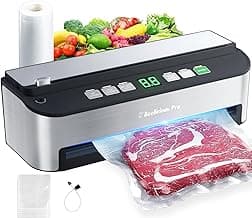 PressFree TRUE-Auto Vacuum Sealer Machine, Beelicious 85KPA Fully Automatic 8-IN-1 Food Sealer with Bags Storage, Build-in Cutter, Moist Mode and Air Suction Hose |Sous Vide | Digital Countdown