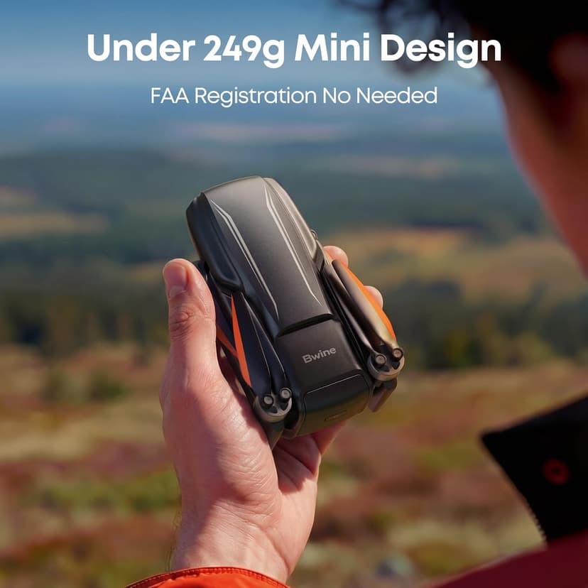 Bwine F7MINI 4K(RC3) Drones with Camera for Adults, 8K Photo 4K Video, RC with 1080P Screen, 20000ft Transmission, 64min Flight, 3-Axis Gimbal, 249g FAA-Exempt, GPS Track, Auto Return, Beginner Mode