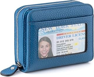 XINNSTAR Small Wallet for Women, Genuine Leather RFID Blocking Credit Card Holder Slim Compact Coin Purse Women's Wallets with ID Window 8 Card Slots