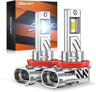 SEALIGHT H11/H9/H8 Light Bulb, 800% Brighter than Origin, 6500K Output Canbus Ready, 44,000LM Powersports IP68 80000Hrs Lifespan, 1：1 Size Installation, Pack of 2