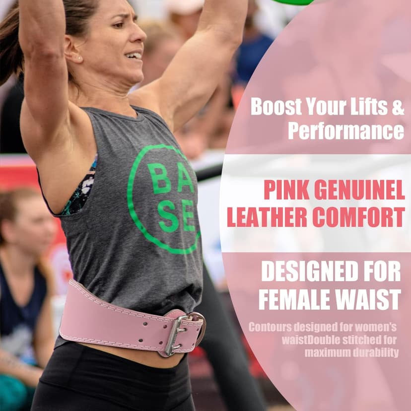 Jaffick Weight Lifting Belt For Ladies Leather Gym Belts Lower Waist Back Support For Women Men Fitness Squat Deadlift Heavy Duty Cross Training Gym Powerlifting Workout