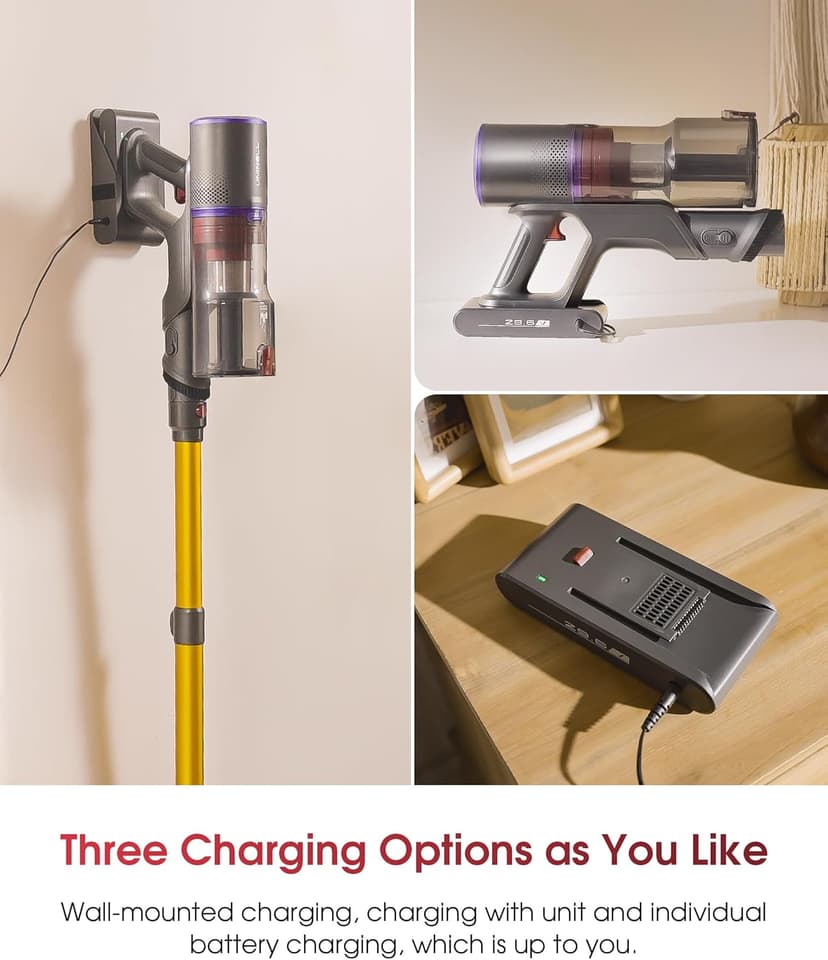 UNINELL HOME Cordless Vacuum Cleaner, 48000Pa 550W 65Mins Vacuum Cleaners for Home,LED Touch Display, Anti-Tangle Stick Vacuum Self-Standing, Vacuum Cordless Rechargeable for Pet Hair/Carpet