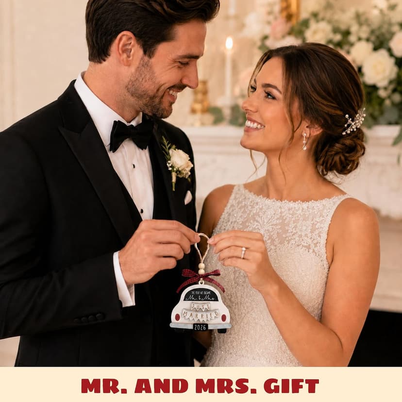 Bridal Shower Gifts for Married Newlywed, Couple - Future Mr and Mrs Gifts - Wood Just Married Ornament 2026 Wedding Gifts - Mr and Mrs Gifts - Wedding Gift for Couples 2026, Bride B0FVM3BS22