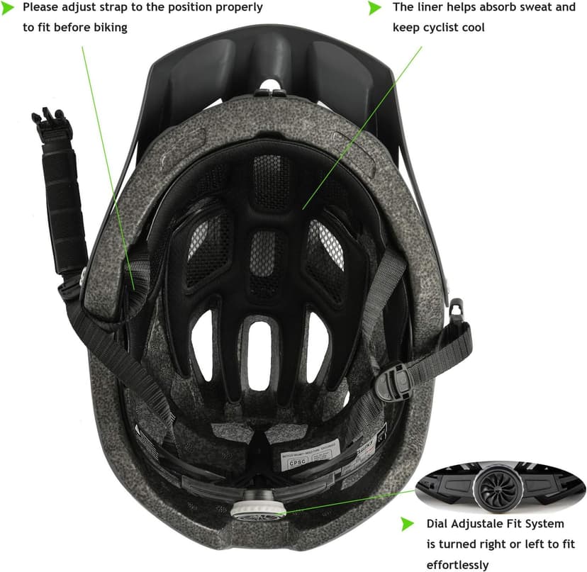 Exclusky Bike Helmet Mountain Bike Helmet for Adults Lightweight MTB Cycling Helmet for Men Women Adjustable Bicycle Helmet with Visor