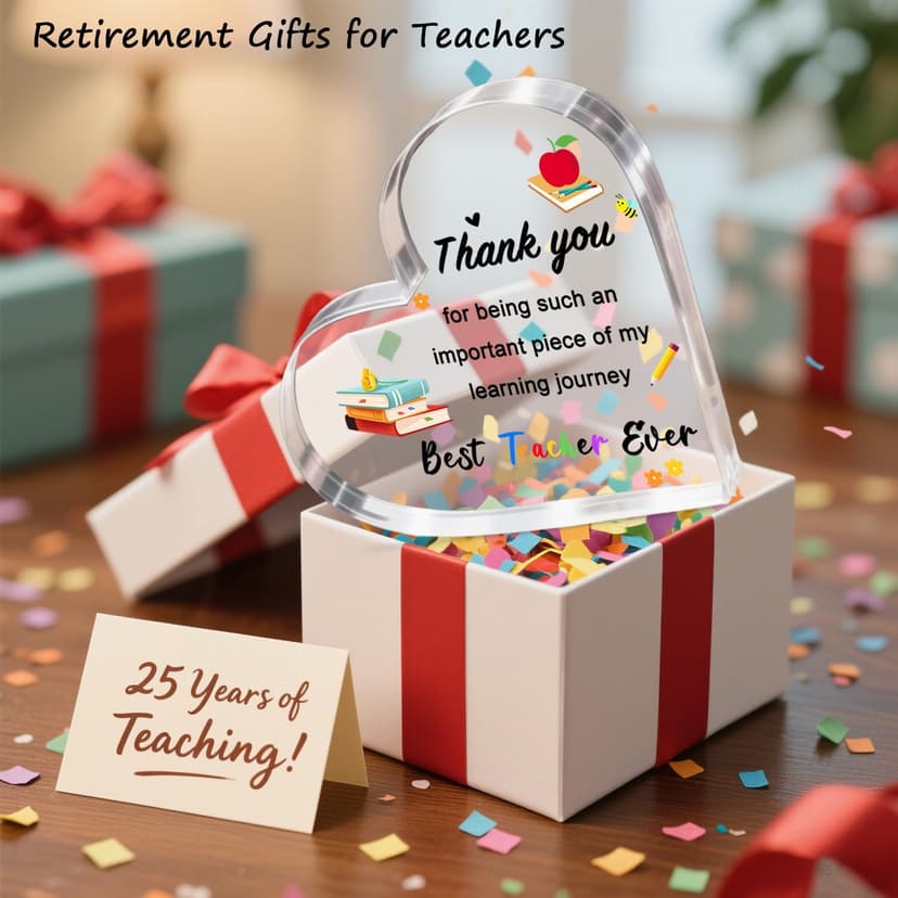Teacher Valentine Gift, Valentines Day Gifts for Teachers - Acrylic Heart Plaque 4×4 in, End of Year Thank You Teacher Gifts for Women Men, Teacher Retirement Gifts, Keepsake & Paperweight